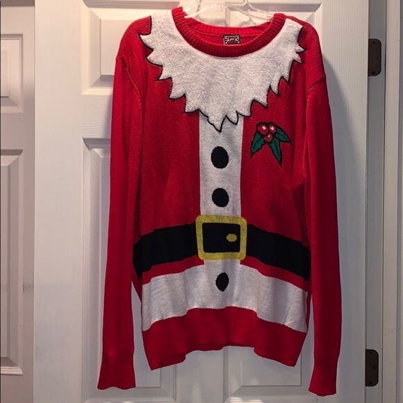 ✨Well Worn Santa with mistletoe ugly sweater - Picture 2 of 4